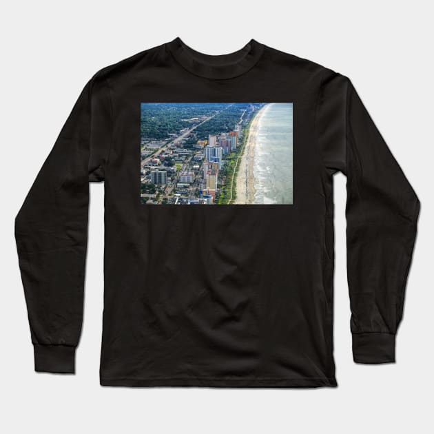 Aerial view of building, Myrtle beach Long Sleeve T-Shirt by Carlosr1946